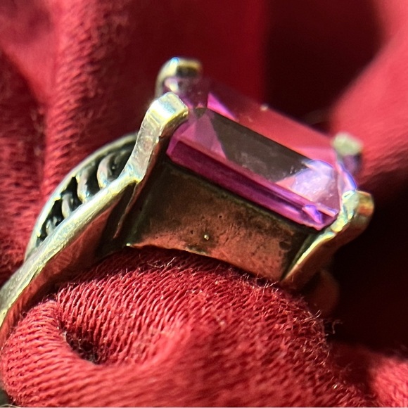 Vintage Hand Made Pink Sapphire Sterling Silver Ring Asymmetrical Size 5.75 - Picture 3 of 6